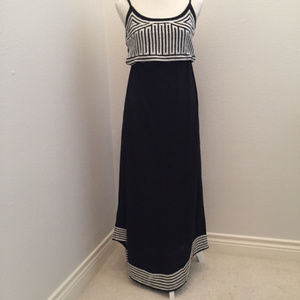 Black and White Contrast Stitch Detail Maxi Dress